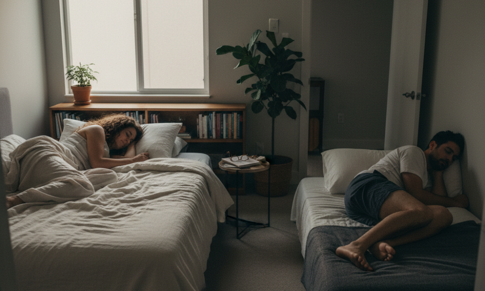 explorez le phénomène du sleep divorce dans notre épisode du podcast le mot. comprenez pourquoi certains couples choisissent de dormir séparément pour mieux vivre ensemble.